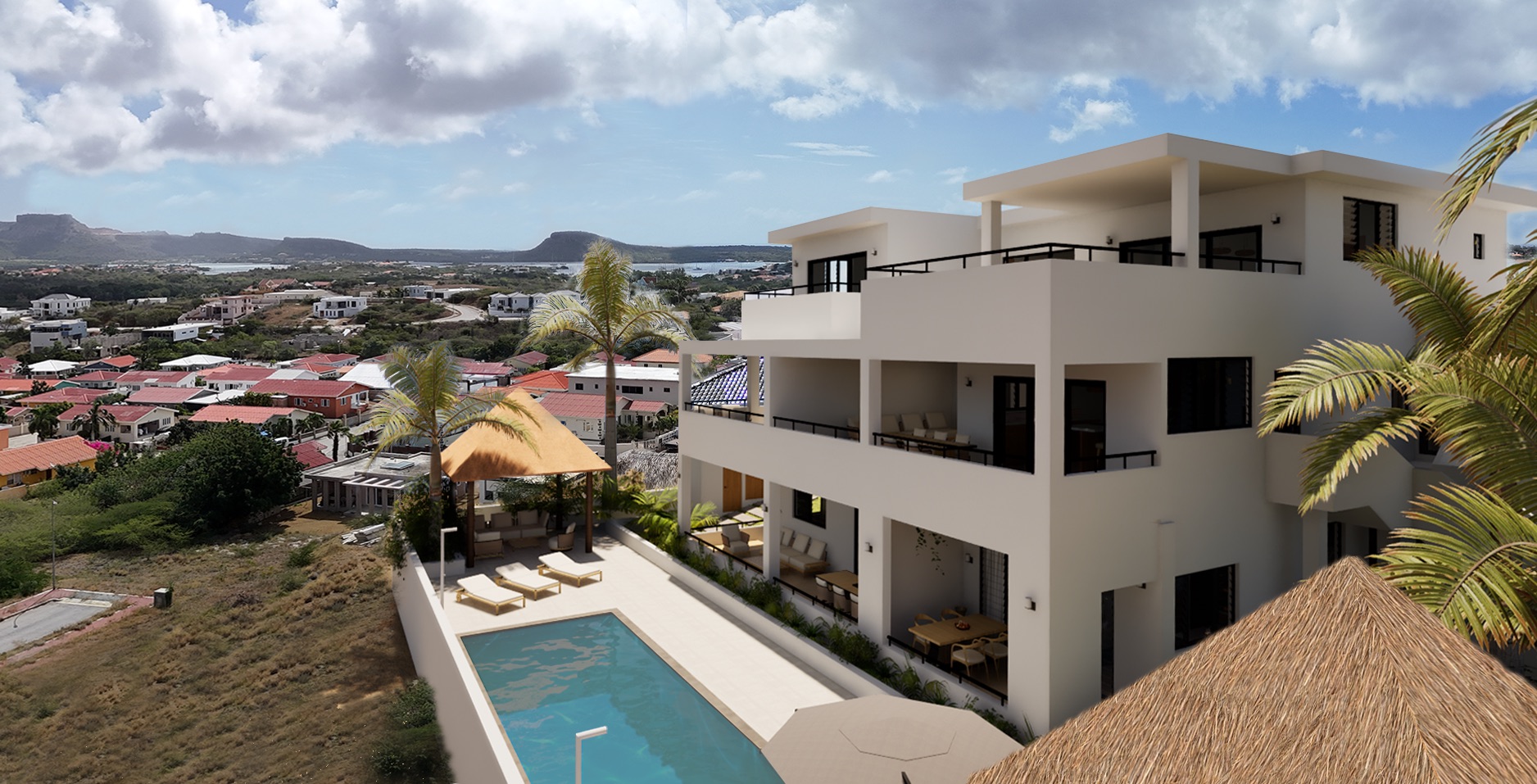 Impressie 6 luxe appartementen Brakkeput: het complex met uitzicht over de omgeving en de Tafelberg